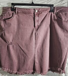 Cato Pink Distressed Midi Skirt